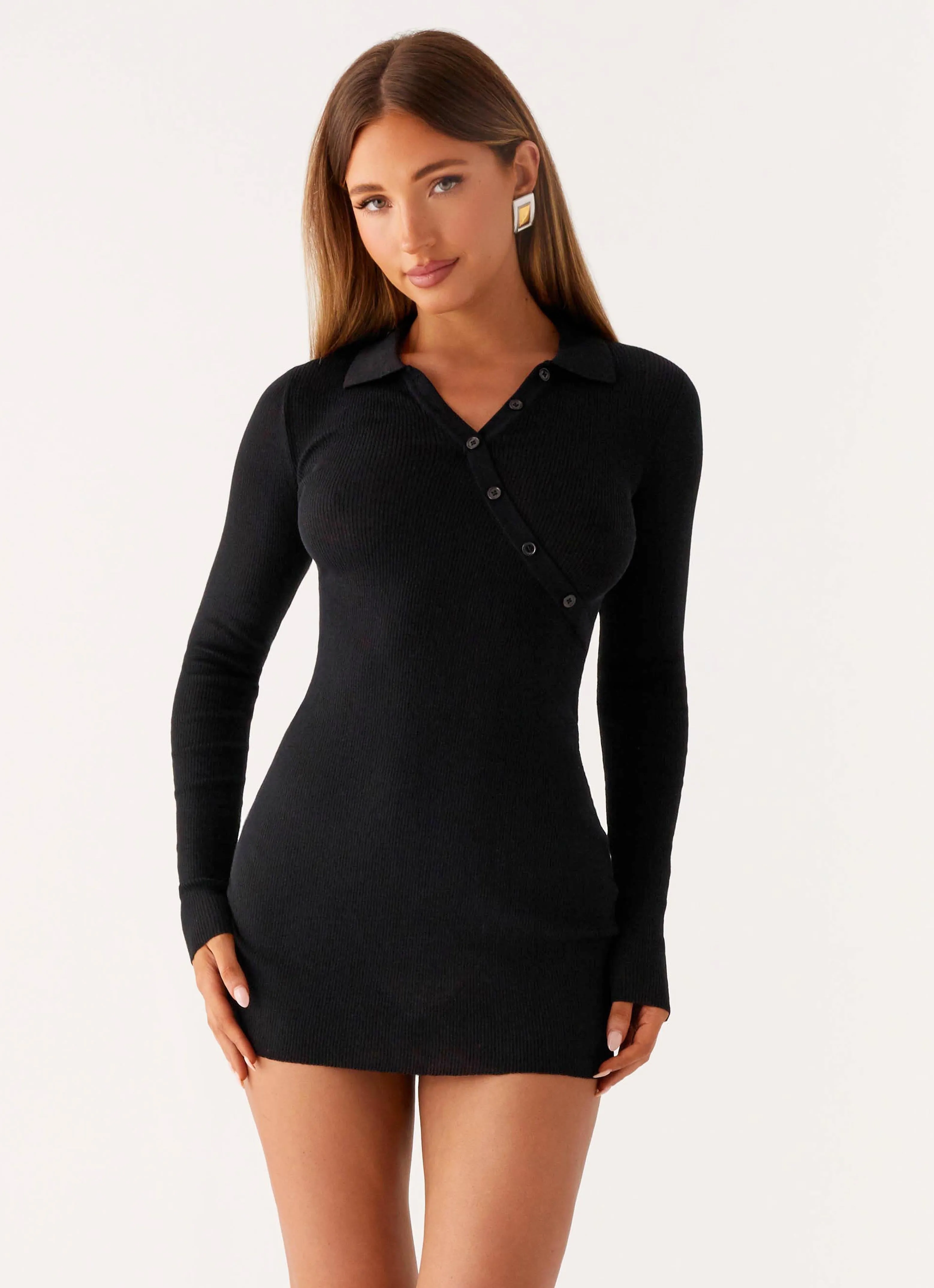 Off Duty Polo Dress - Black sold by Peppermayo