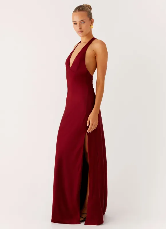 Angie Maxi Dress - Burgundy sold by Peppermayo