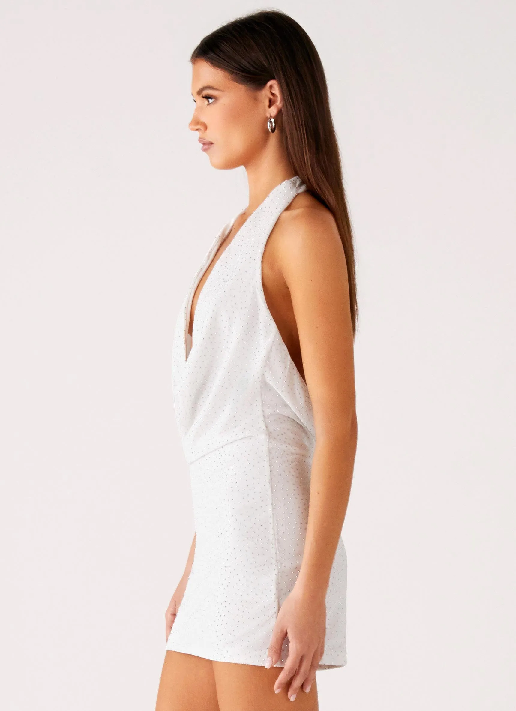 Back Cut Out Beaded Sequins Mini Dress - Ivory sold by Peppermayo product image thumbnail 2