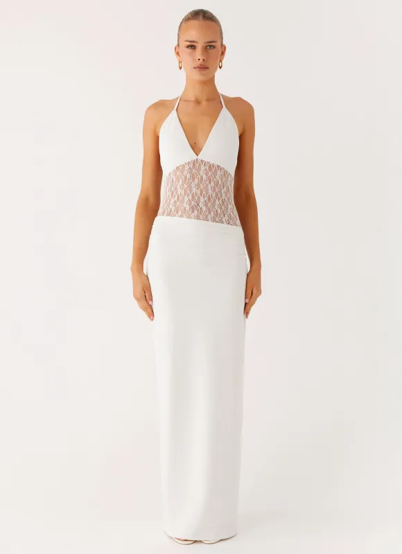 Enchant Lace Maxi Dress - Ivory sold by Peppermayo