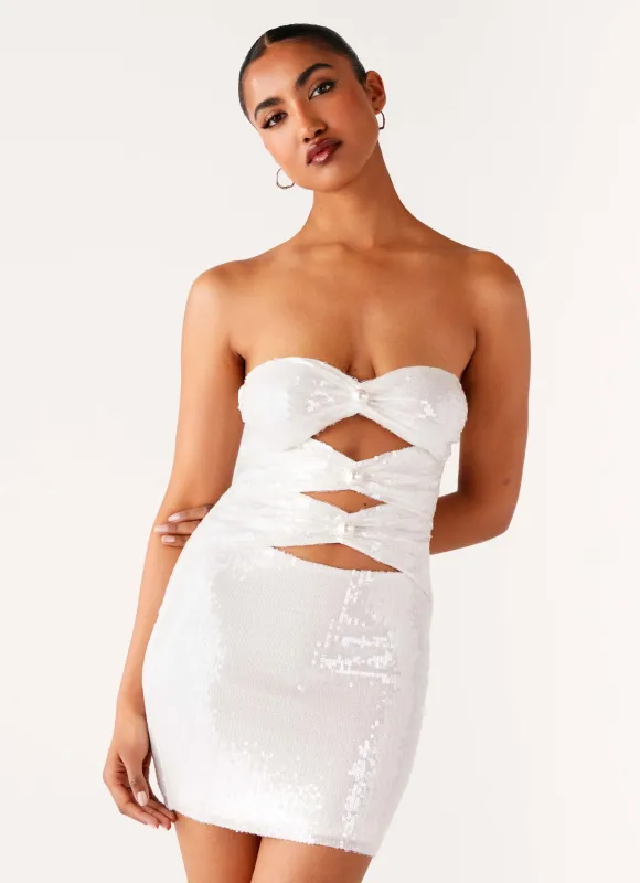 Clyra Sequin Mini Dress - Ivory made by Peppermayo