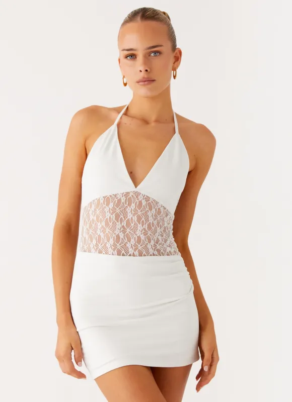 Enchant Lace Mini Dress - Ivory sold by Peppermayo