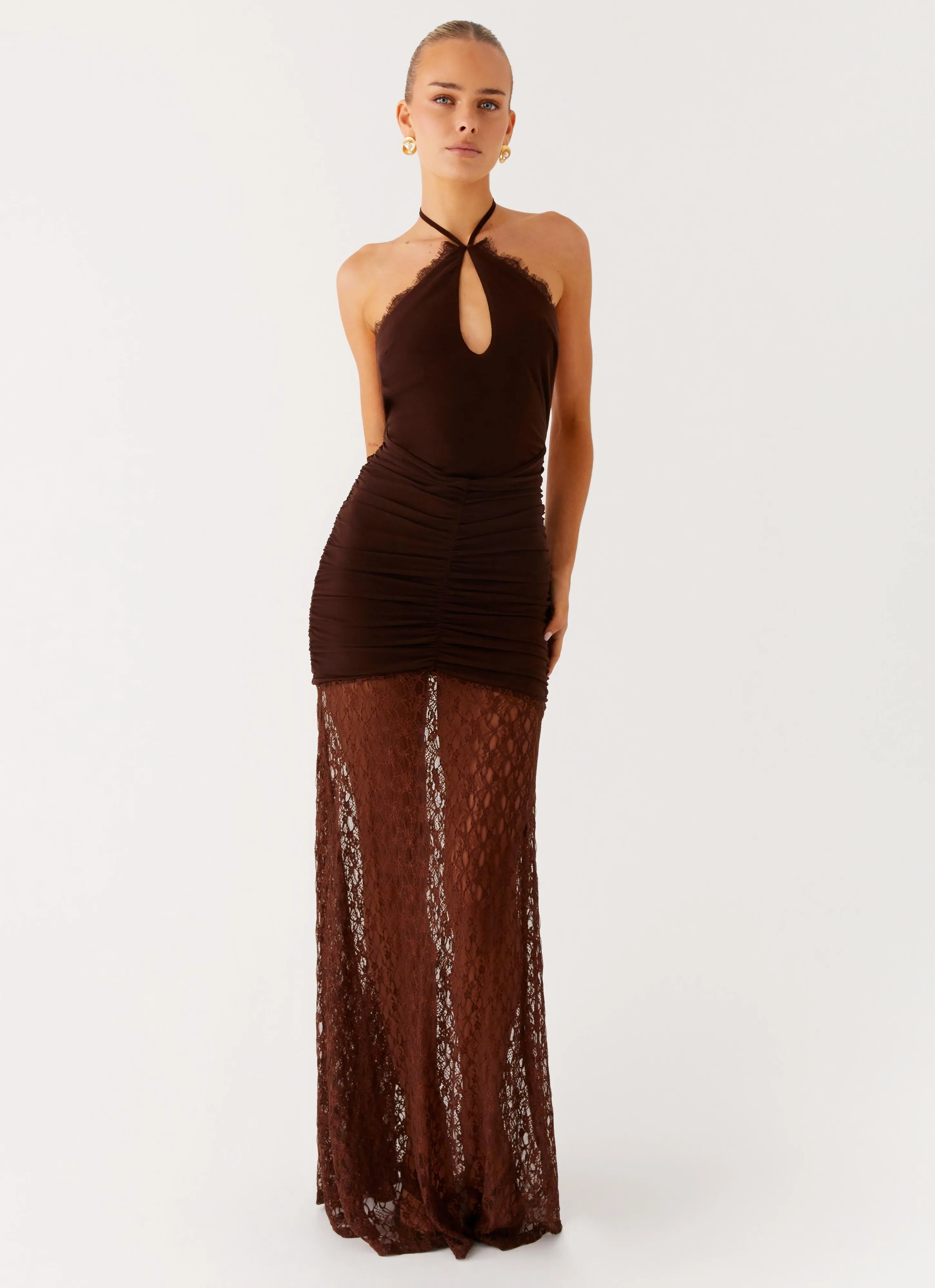 Somber Maxi Dress - Chocolate sold by Peppermayo