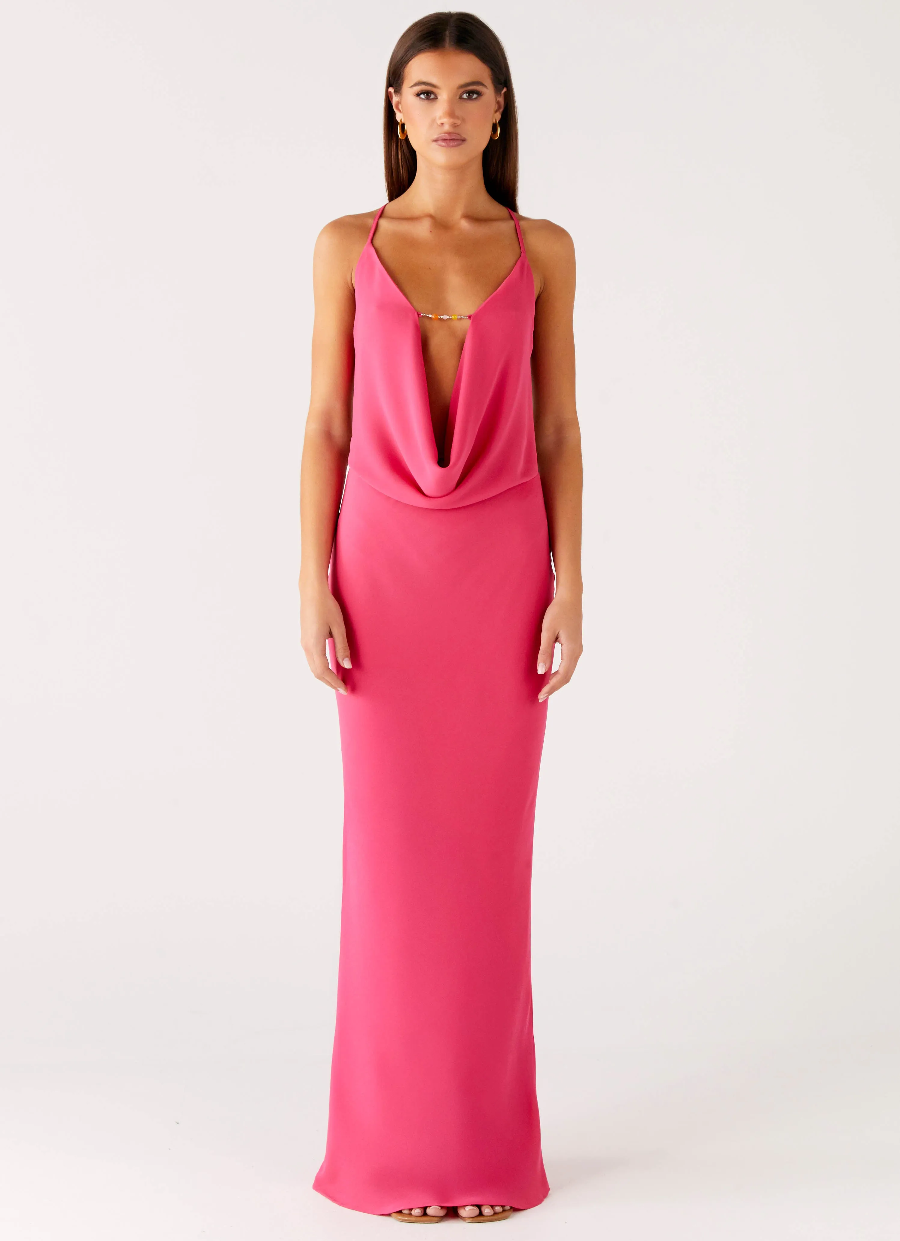 Pure Heart Cowl Maxi Dress - Fuchsia sold by Peppermayo product image thumbnail 3