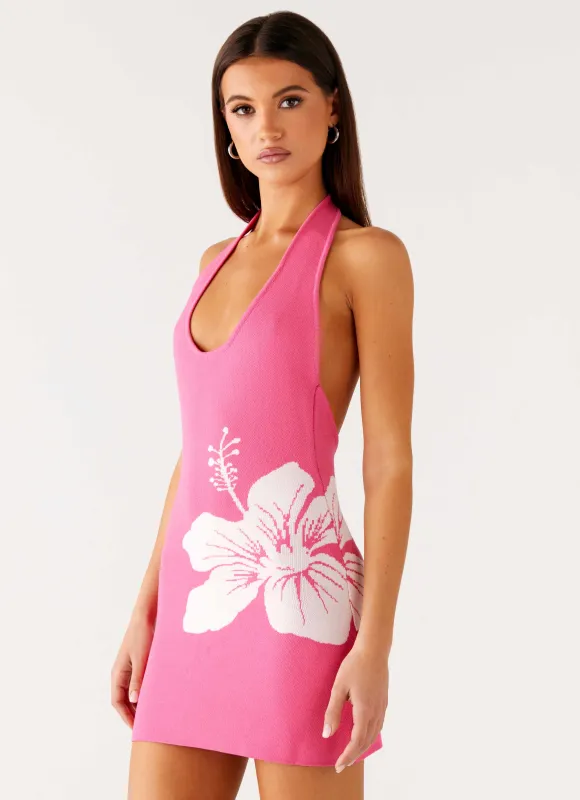 Aloha Knit Mini Dress - Pink sold by Peppermayo