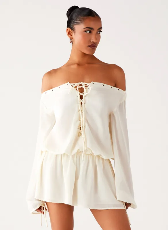 Astaria Mini Dress - Ivory sold by Peppermayo