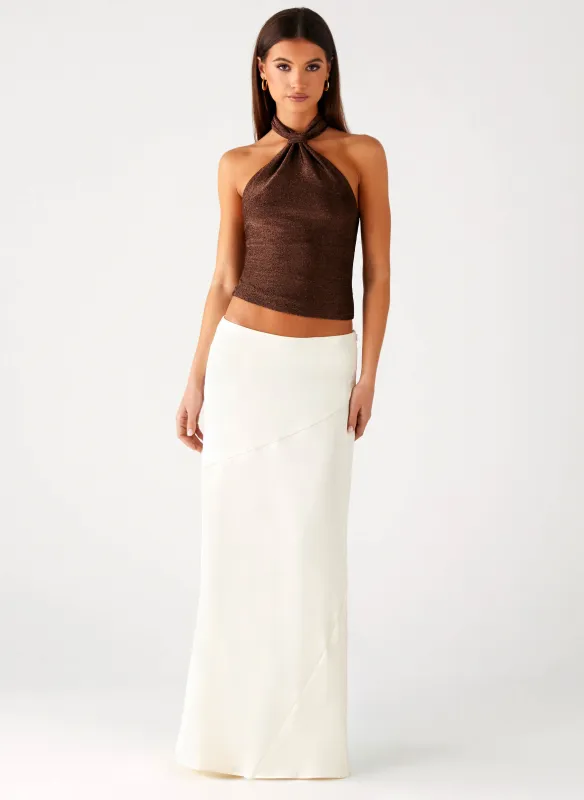 Chandra Maxi Skirt - Ivory sold by Peppermayo
