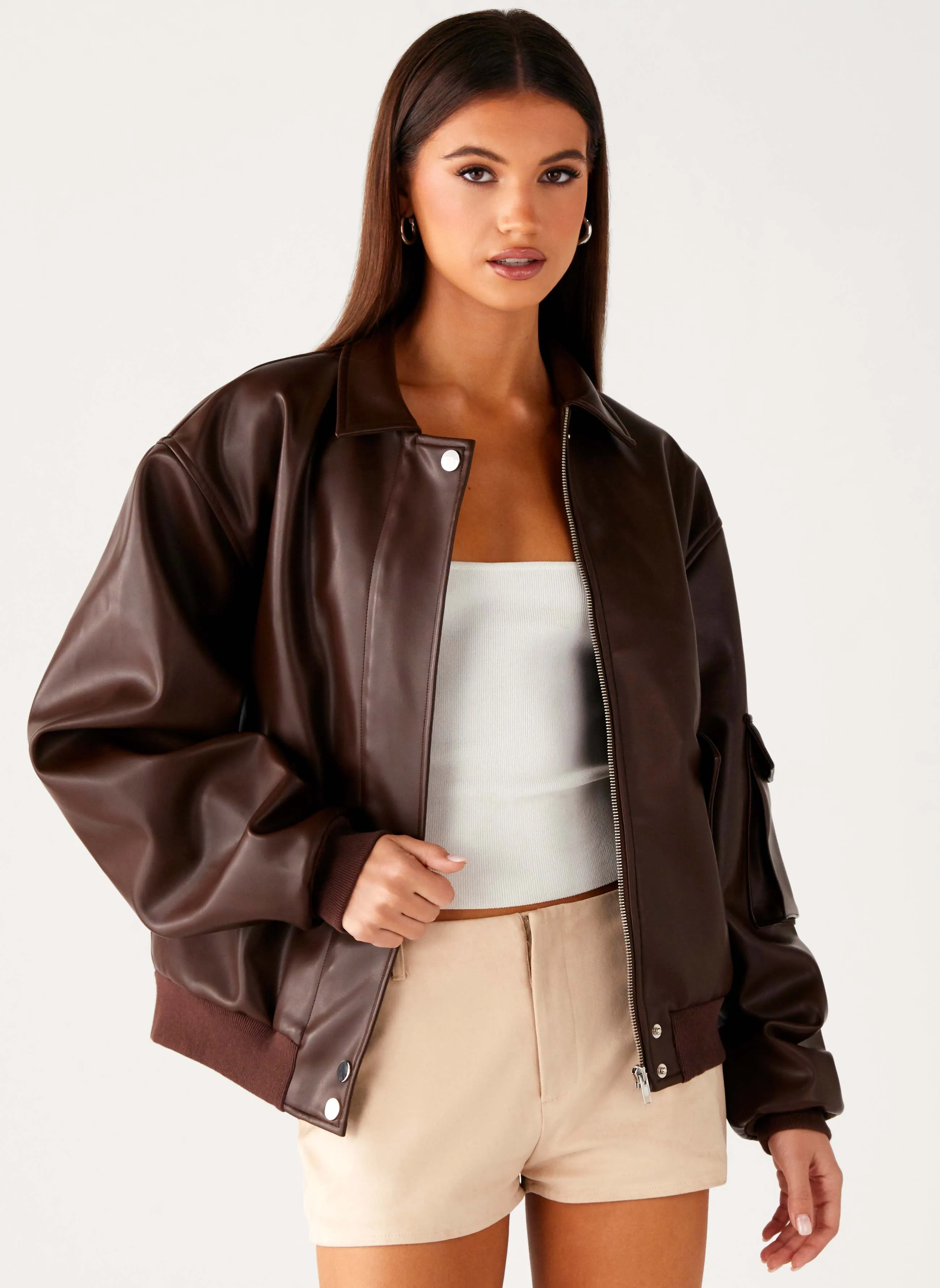 Indara Bomber Jacket - Chocolate sold by Peppermayo