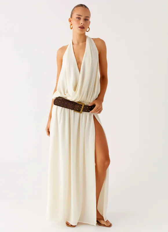 Narlah Halter Maxi Dress - Ivory sold by Peppermayo