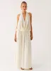 Narlah Halter Maxi Dress - Ivory sold by Peppermayo