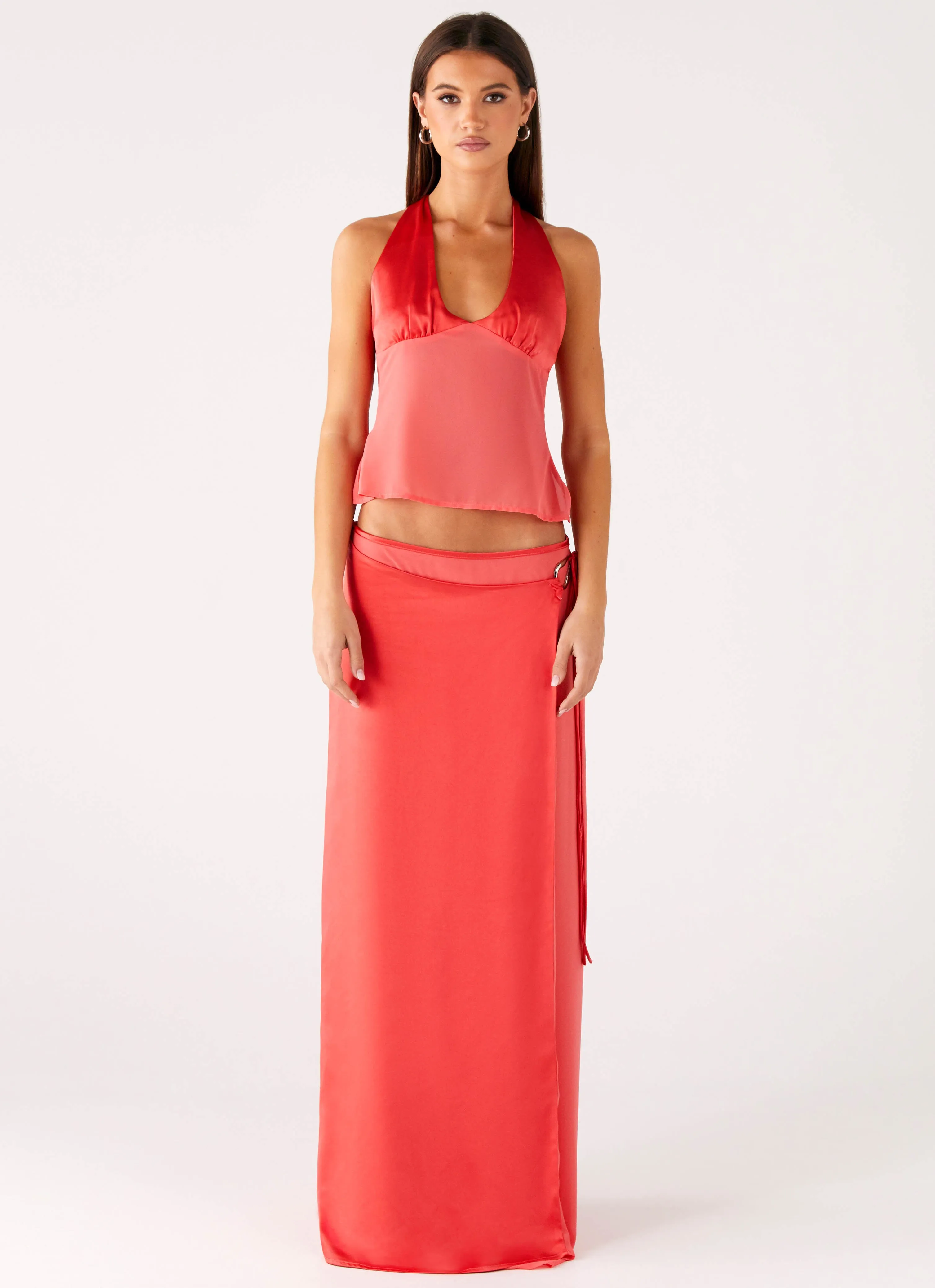 Serafina Wrap Maxi Skirt - Coral sold by Peppermayo product image thumbnail 2