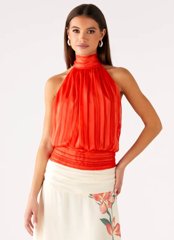 Willow Chiffon Top - Coral sold by Peppermayo