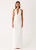Ilaria Halter Maxi Dress - White sold by Peppermayo