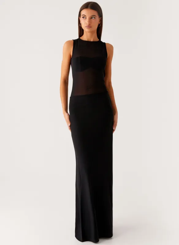 Lyria Mesh Maxi Dress - Black sold by Peppermayo