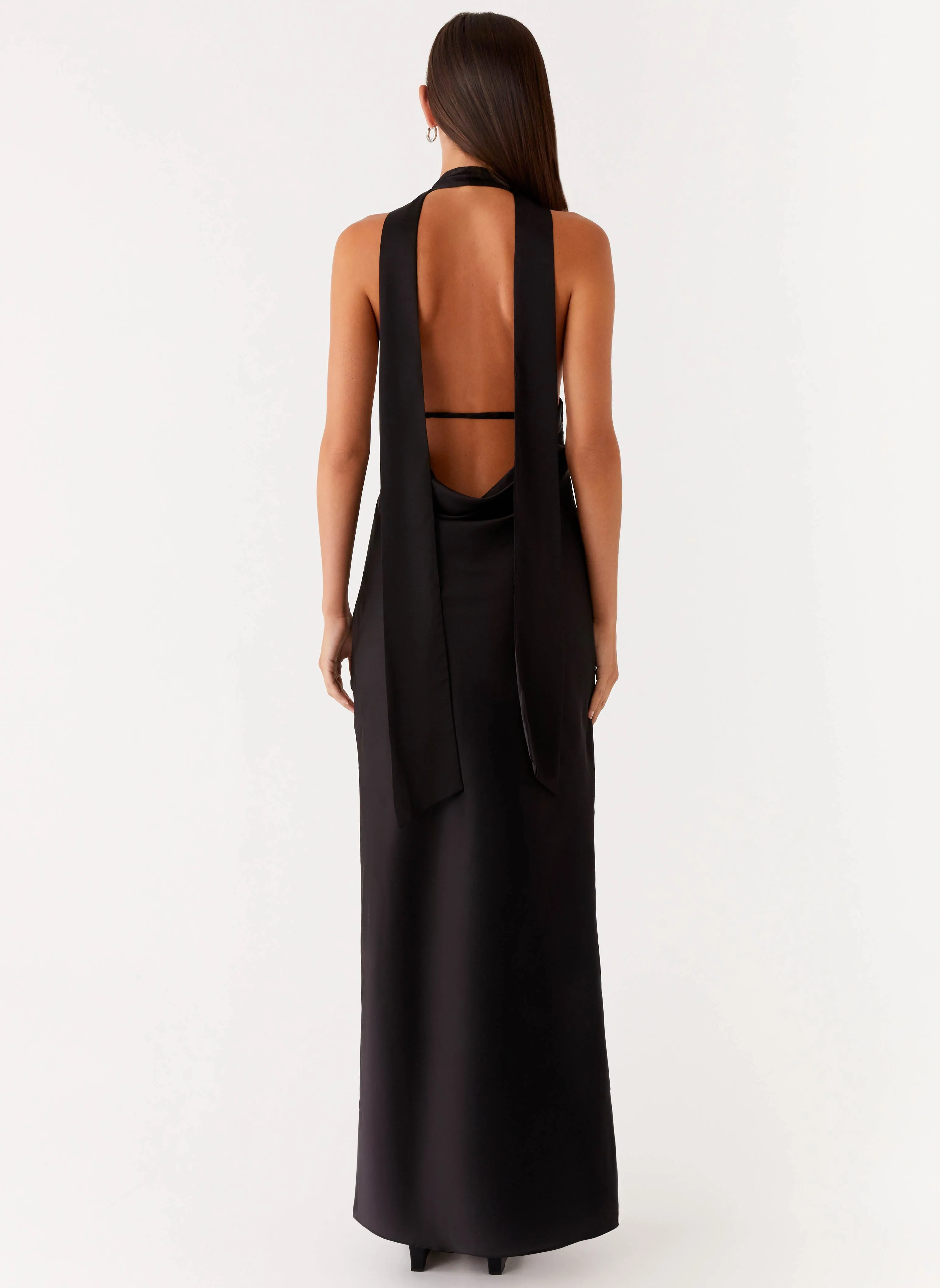 Alicia Satin Halter Maxi Dress - Black sold by Peppermayo product image thumbnail 4