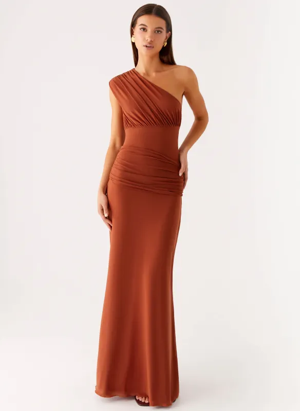 Glimmer Maxi Dress - Rust sold by Peppermayo