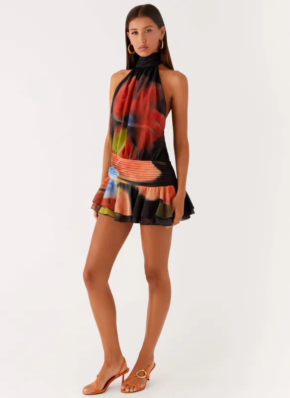 Willow Chiffon Mini Dress - Moody Floral sold by Peppermayo