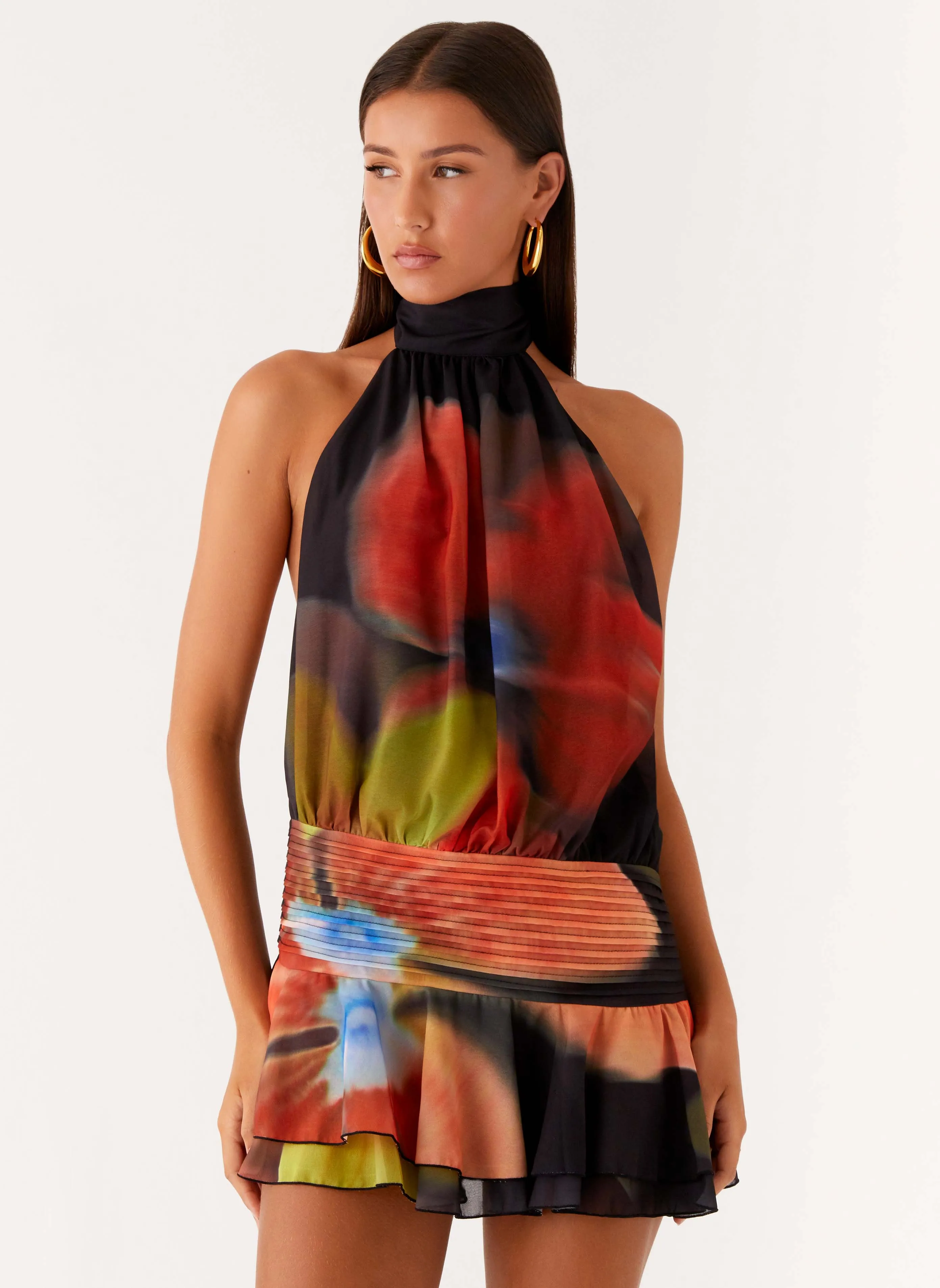 Willow Chiffon Mini Dress - Moody Floral sold by Peppermayo product image thumbnail 5