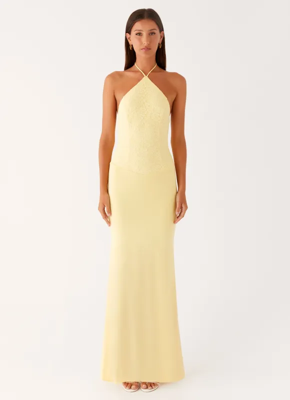 Fiesta Halter Maxi Dress - Sunny Yellow sold by Peppermayo