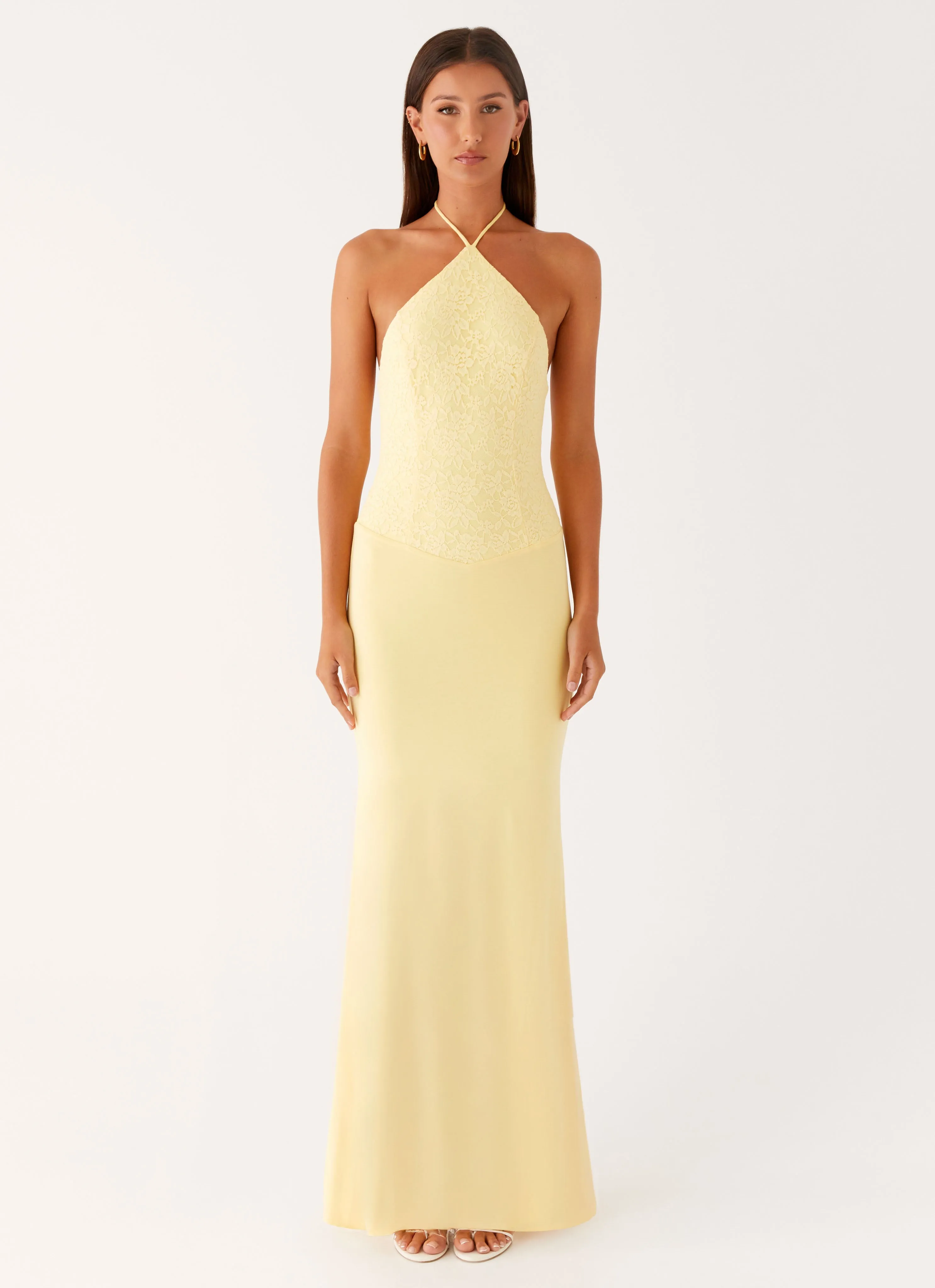 Fiesta Halter Maxi Dress - Sunny Yellow sold by Peppermayo