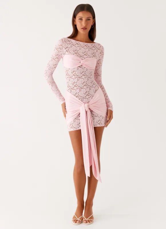 Consie Long Sleeve Mini Dress - Pink sold by Peppermayo