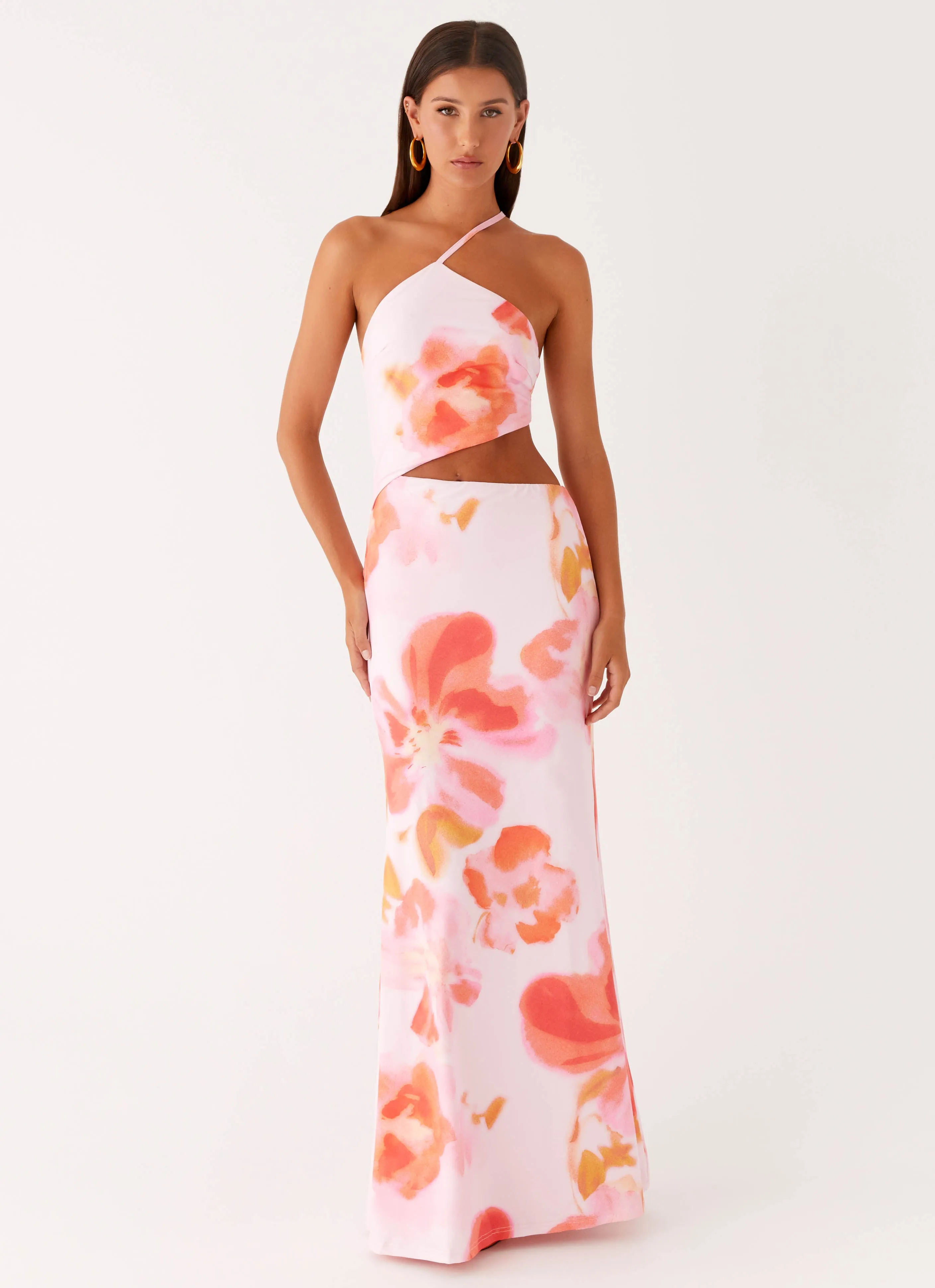 Riano Cut Out Maxi Dress - Blushing Blossom sold by Peppermayo