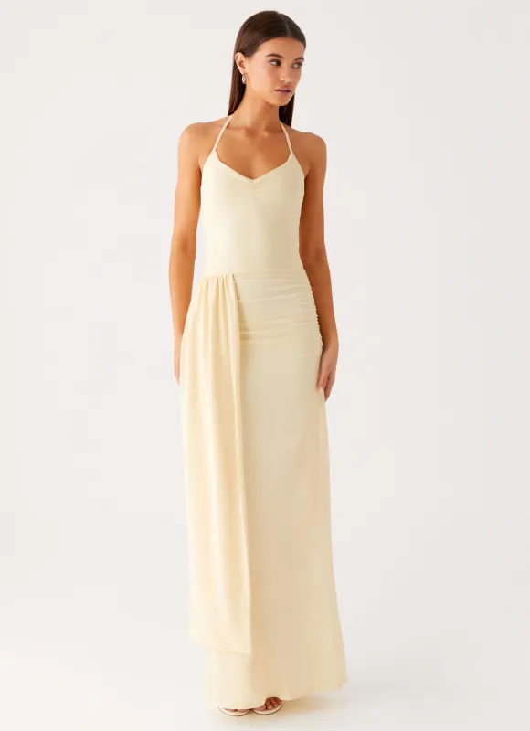 Signal Halter Maxi Dress - Sunny Yellow sold by Peppermayo