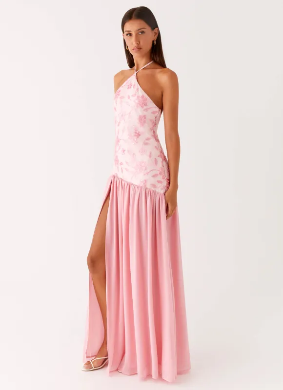 Janelle Beaded Maxi Dress - Pink sold by Peppermayo