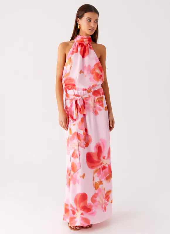 Diablo Backless Maxi Dress - Blushing Blossom sold by Peppermayo