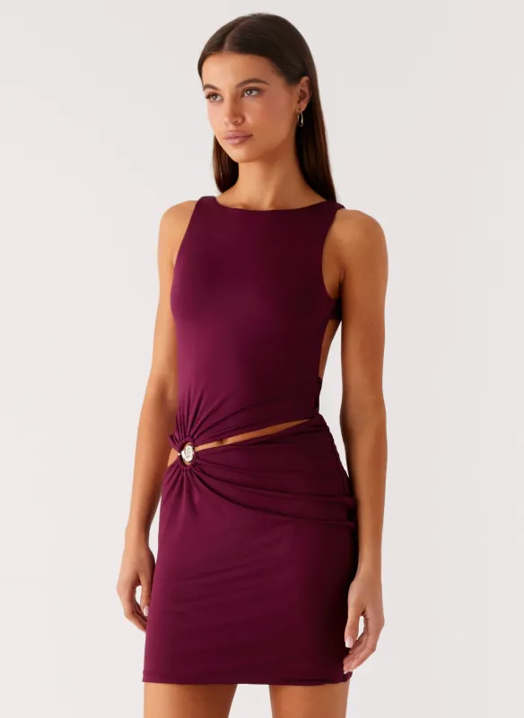 Velvet Wine Mini Dress - Boysenberry sold by Peppermayo