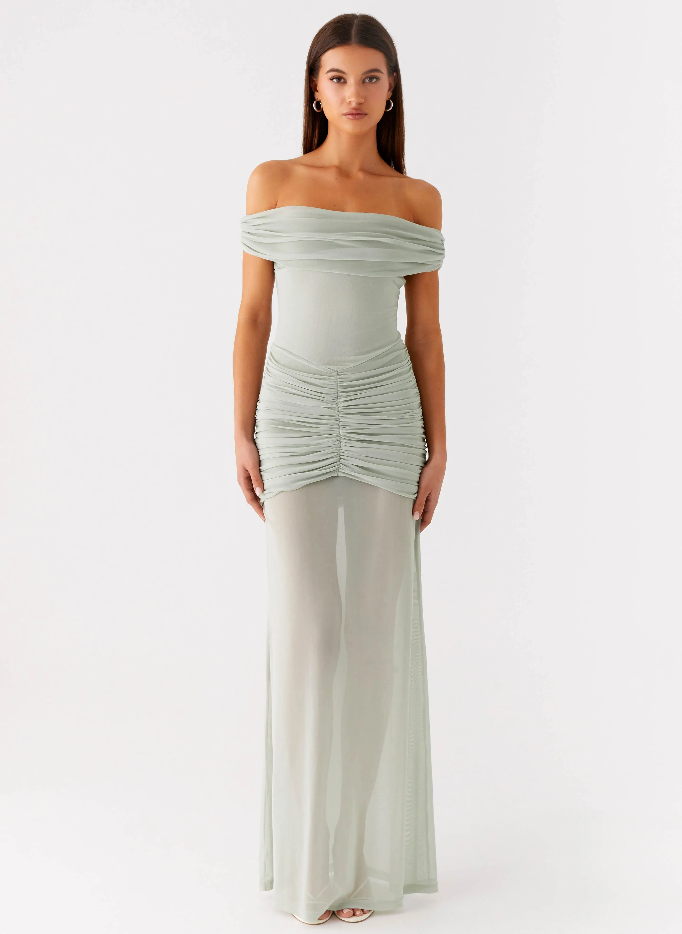 Eyllin Off Shoulder Maxi Dress - Sage sold by Peppermayo product image thumbnail 2
