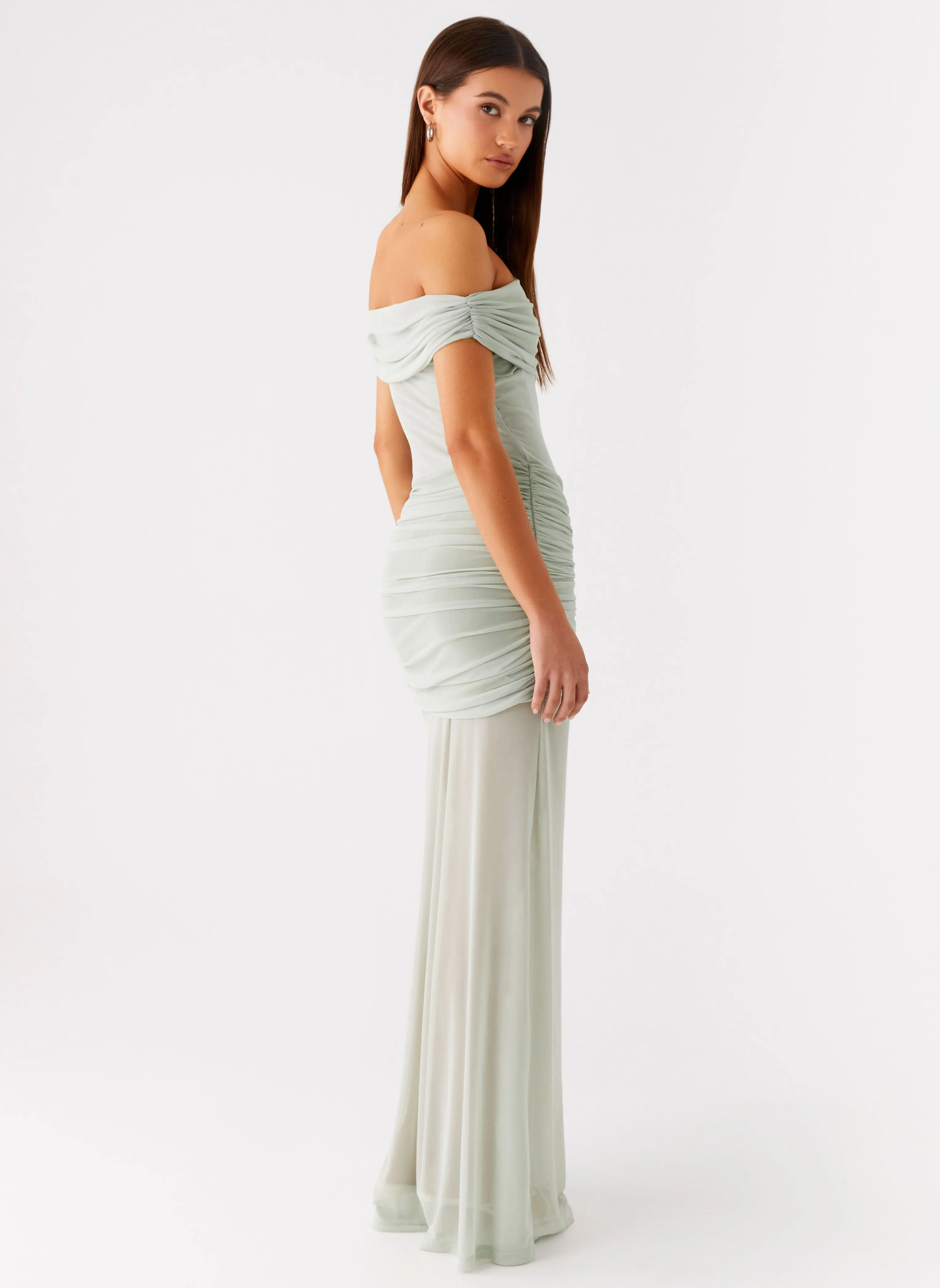Eyllin Off Shoulder Maxi Dress - Sage sold by Peppermayo product image thumbnail 5