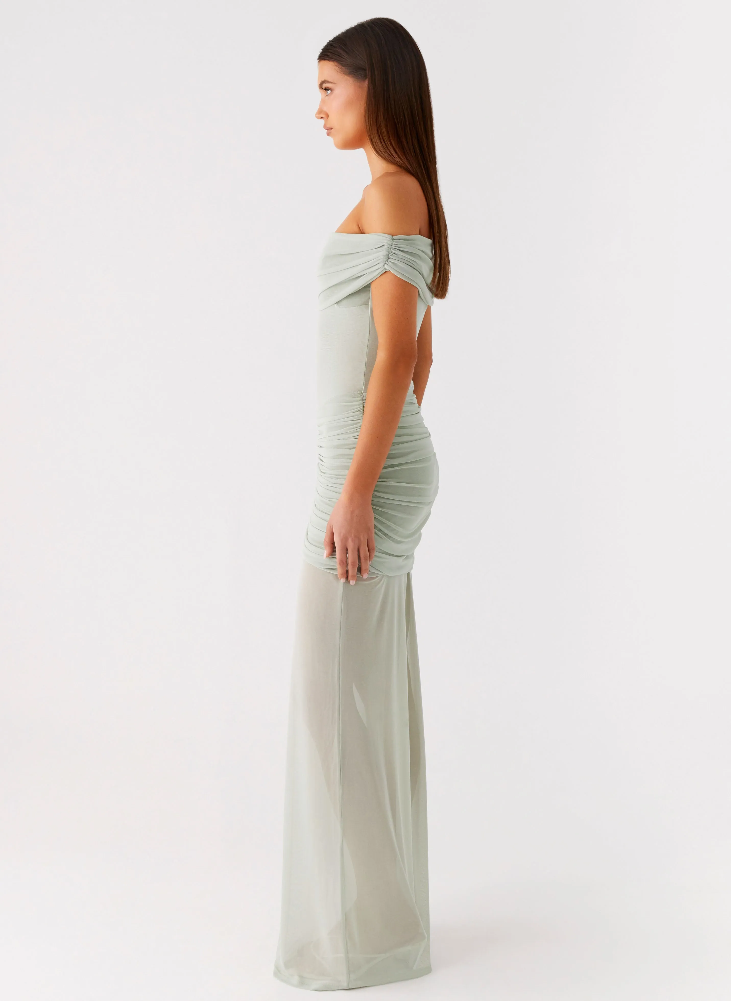 Eyllin Off Shoulder Maxi Dress - Sage sold by Peppermayo product image thumbnail 3