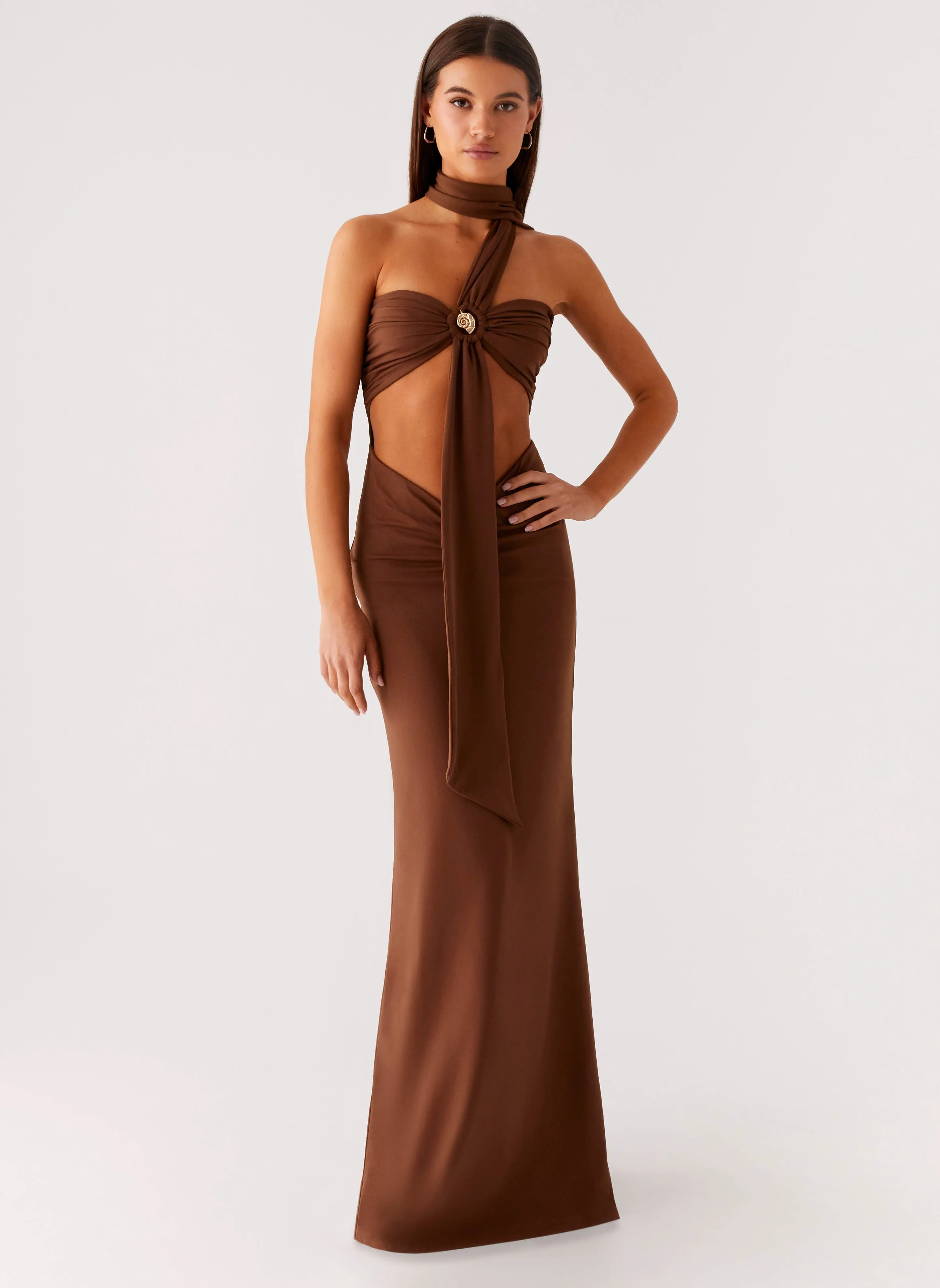 Olive Bloom Maxi Dress - Chocolate sold by Peppermayo product image thumbnail 5