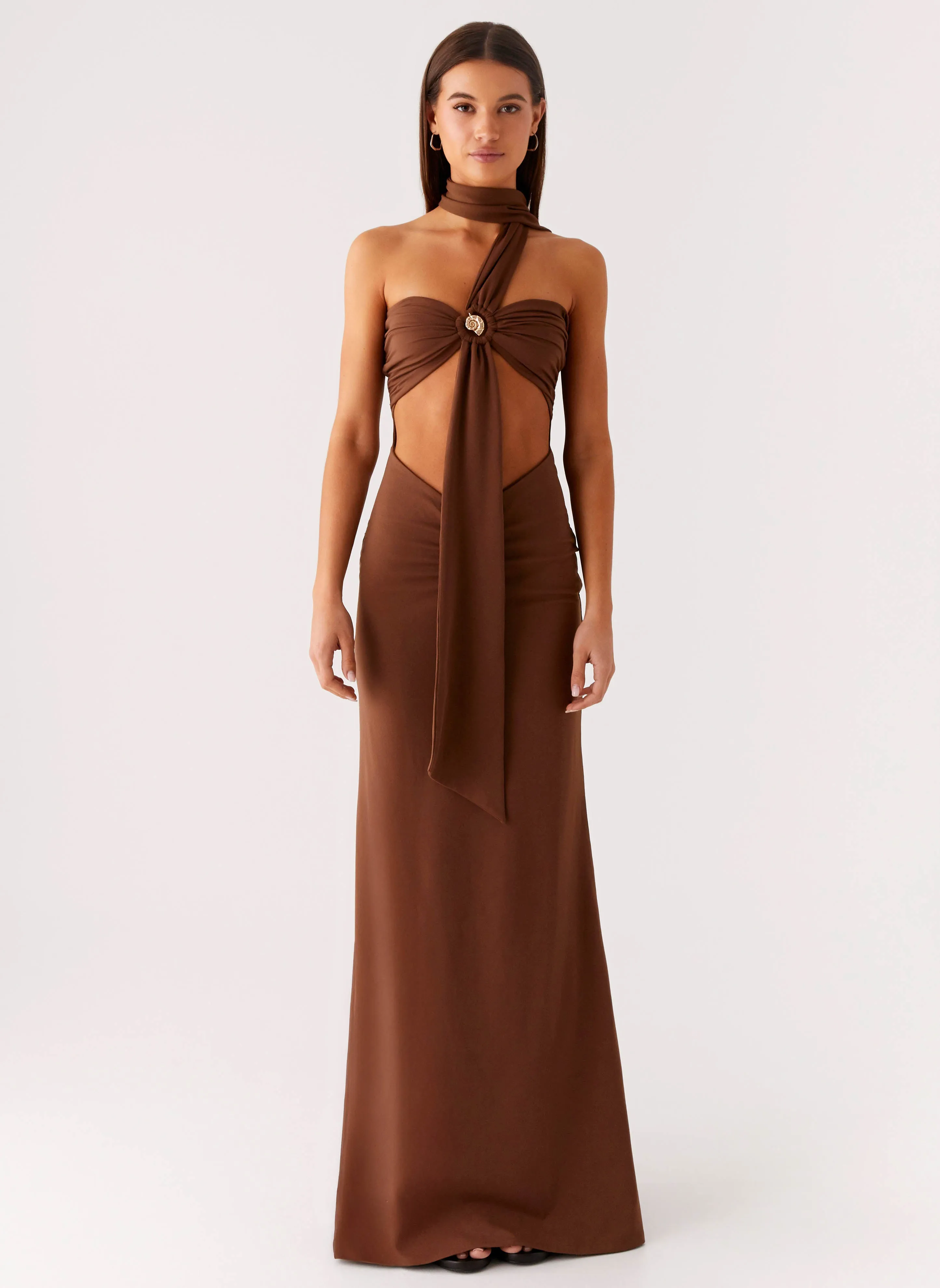 Olive Bloom Maxi Dress - Chocolate sold by Peppermayo product image thumbnail 2