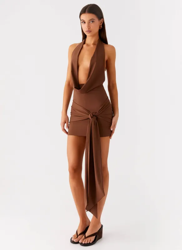 Orchard Mini Dress - Chocolate sold by Peppermayo