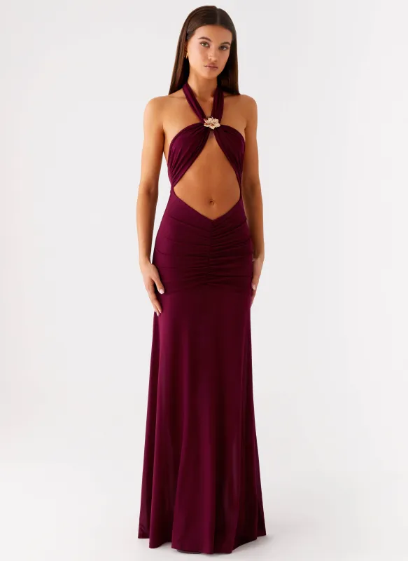 Deltina Maxi Dress - Boysenberry sold by Peppermayo
