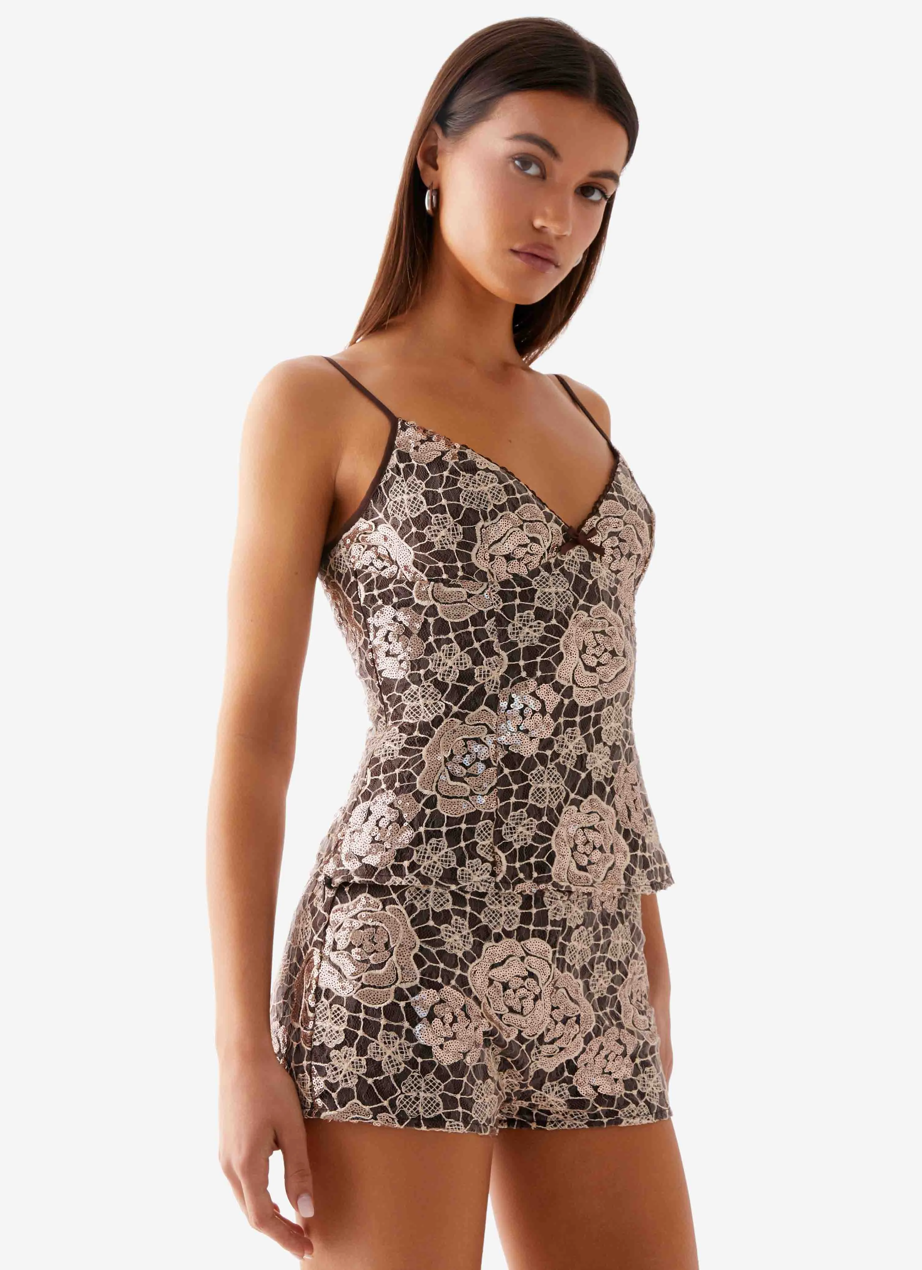 Apolina Sequin Cami Top - Chocolate sold by Peppermayo product image thumbnail 5