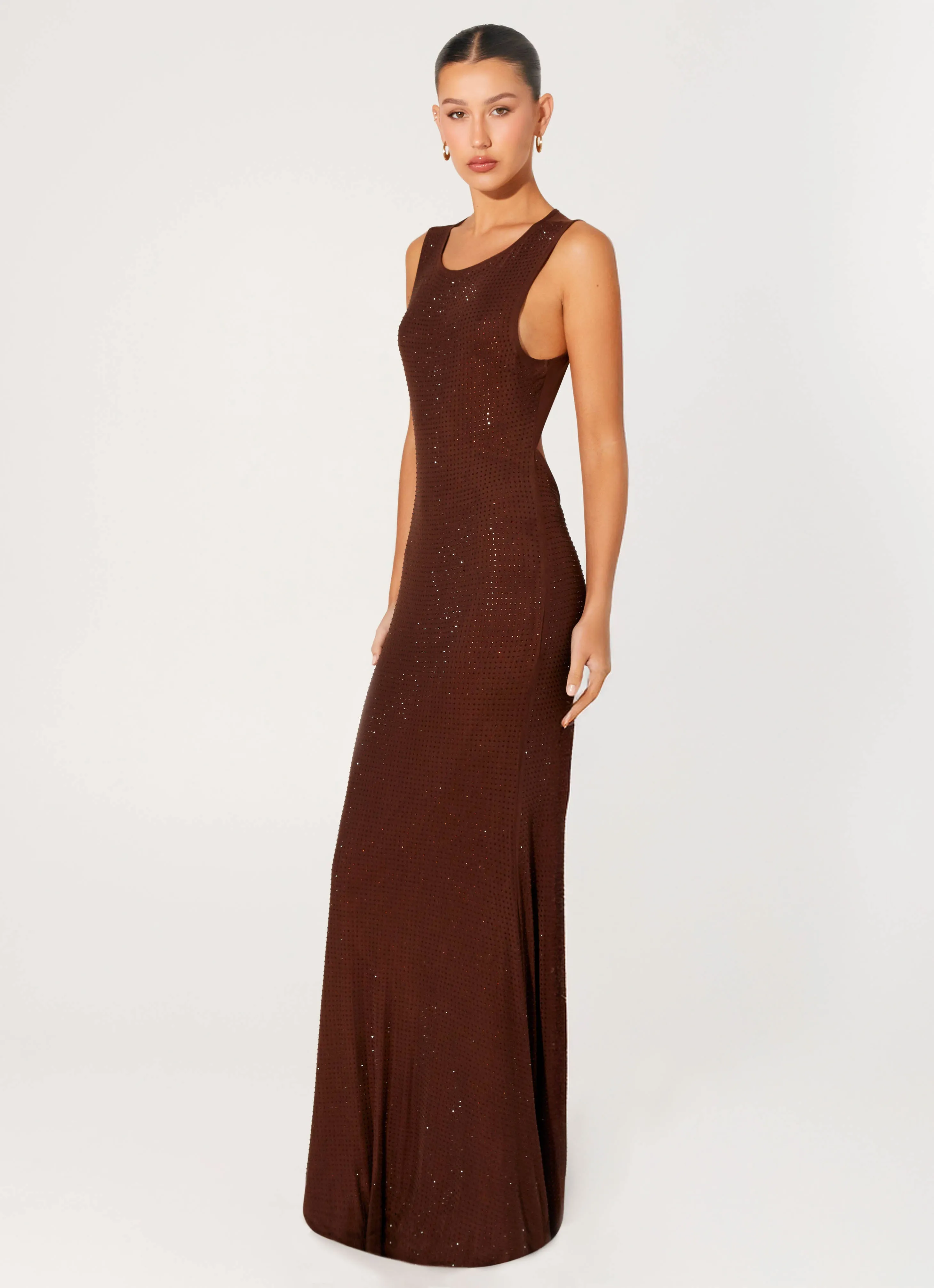 Hot Sequins Maxi Dress - Chocolate sold by Peppermayo product image thumbnail 2
