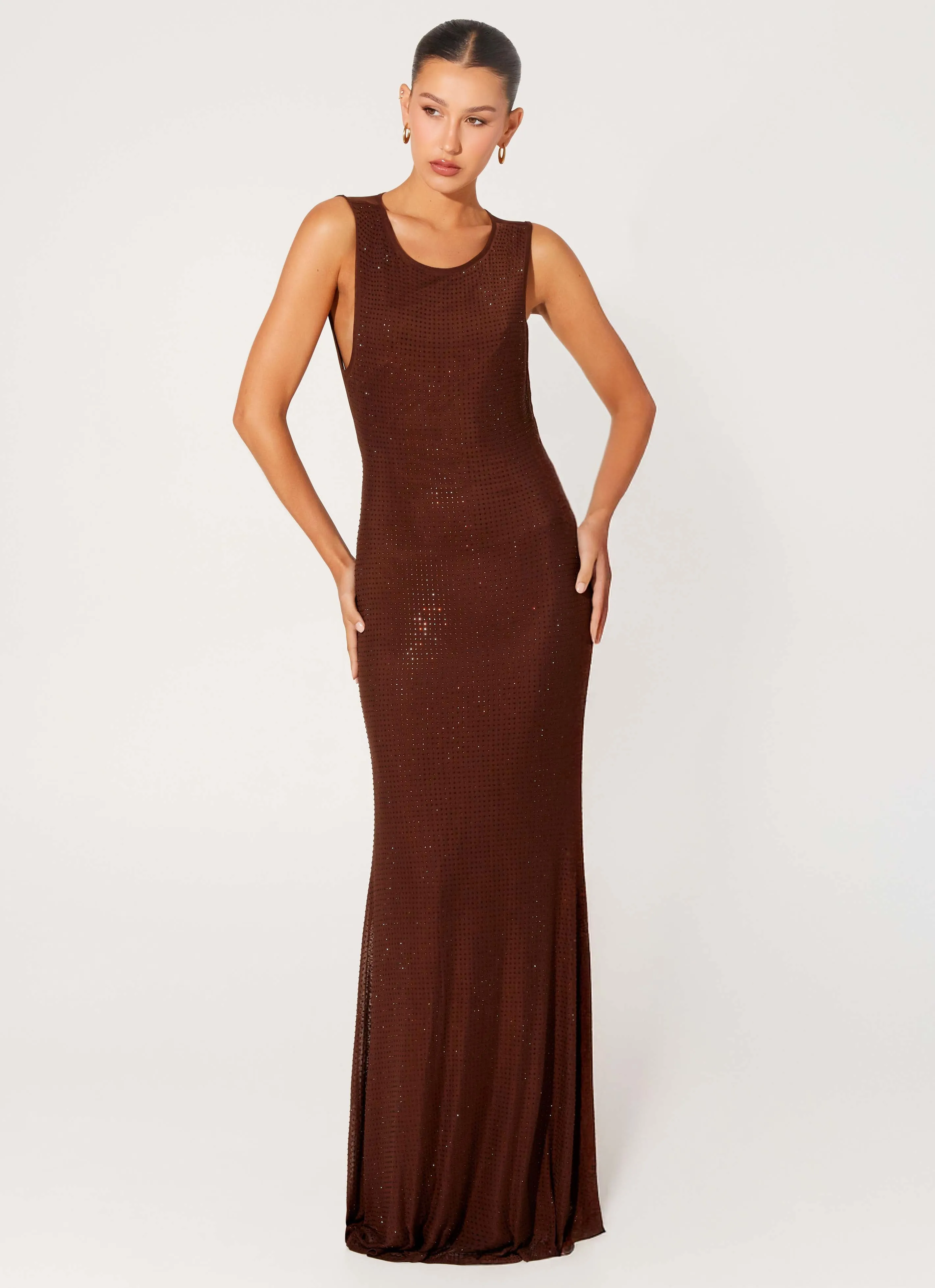 Hot Sequins Maxi Dress - Chocolate sold by Peppermayo product image thumbnail 4