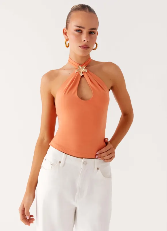 Kirra Halter Top - Peach sold by Peppermayo