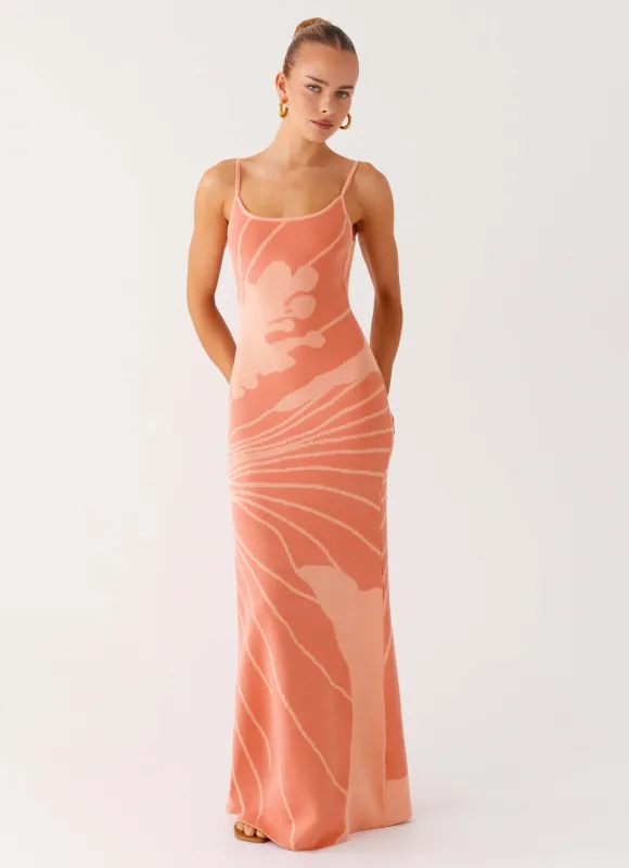 Bliss View Knit Maxi Dress - Peach sold by Peppermayo
