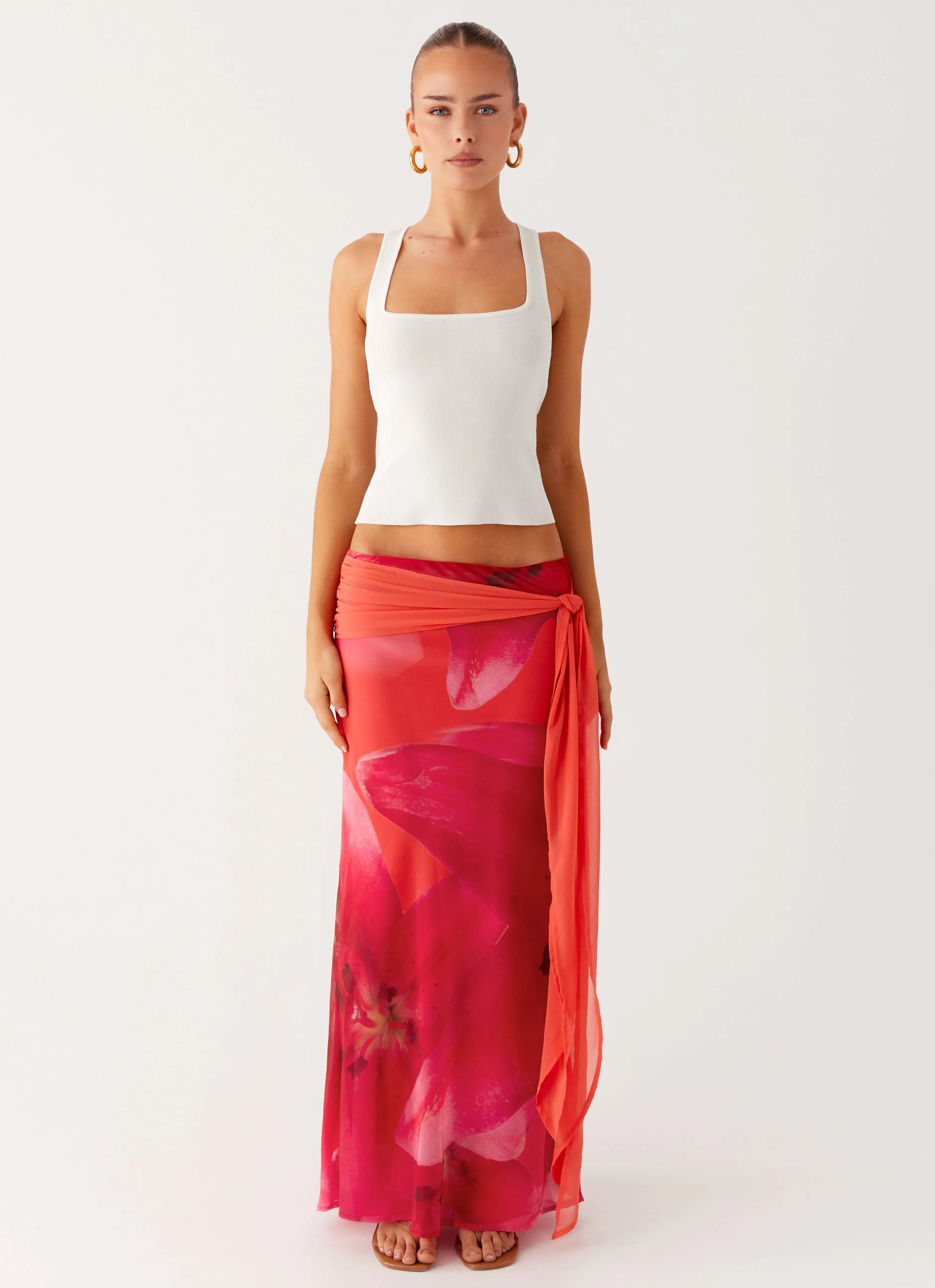Raya Maxi Skirt - Peach Watermelon Flower sold by Peppermayo product image thumbnail 2