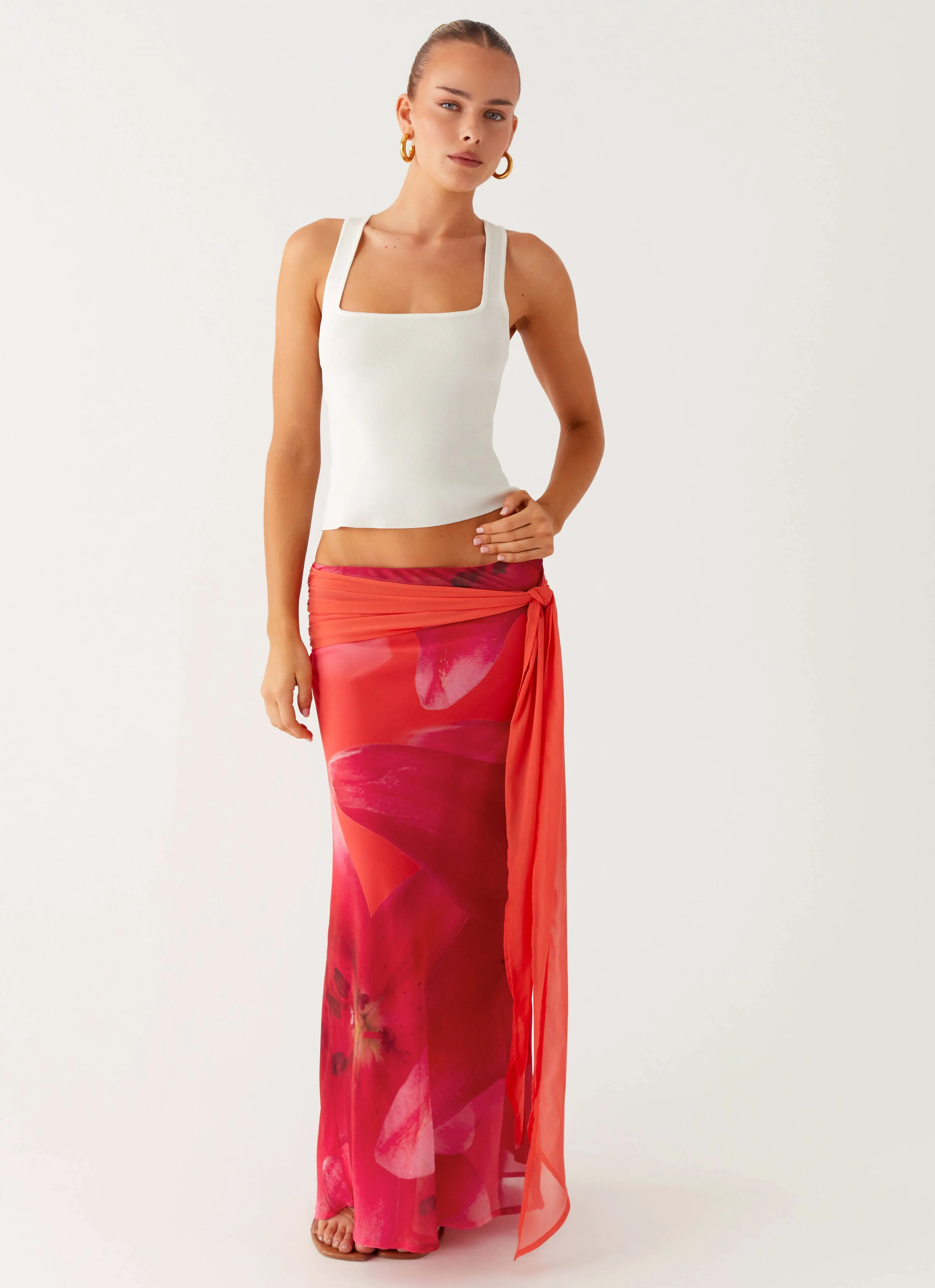 Raya Maxi Skirt - Peach Watermelon Flower sold by Peppermayo product image thumbnail 5