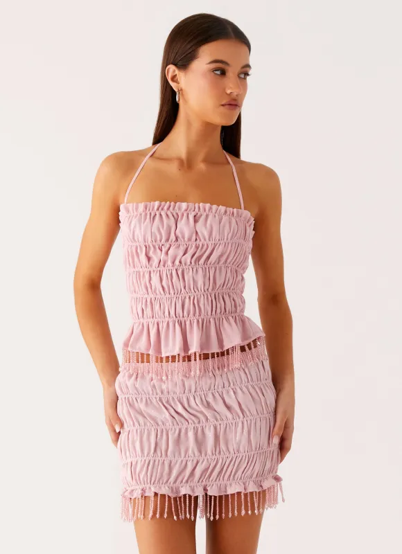 Shari Beaded Halter Top - Pink sold by Peppermayo