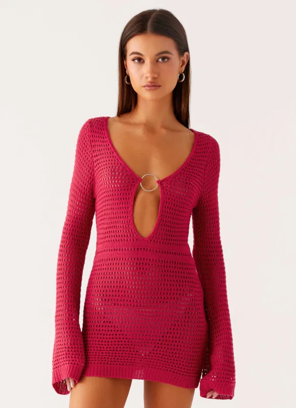 Sunriser Crochet Mini Dress - Pink sold by Peppermayo