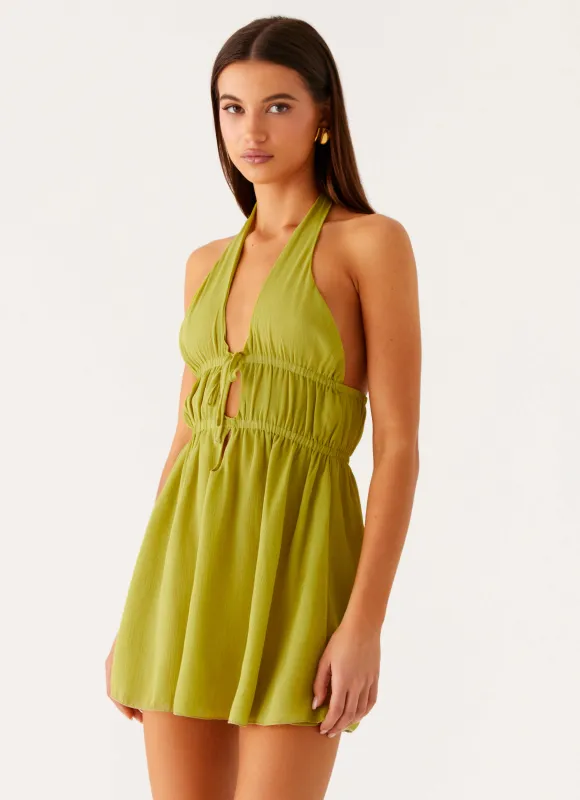 Dione Halter Mini Dress - Citrus sold by Peppermayo