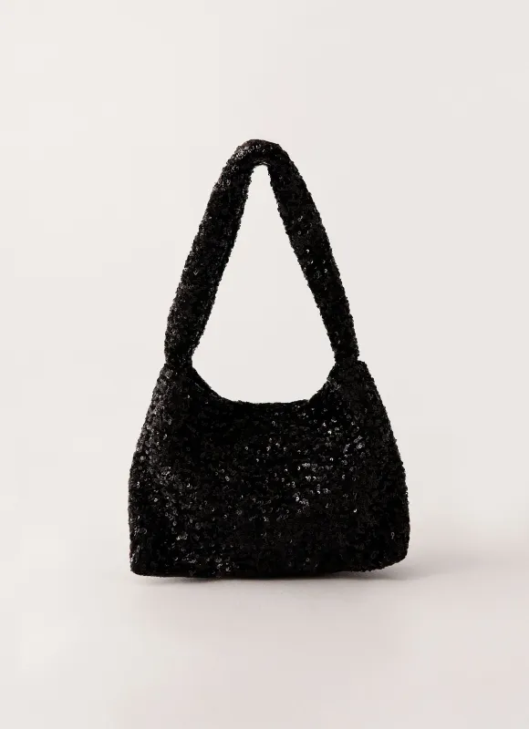 Zinzi Sequin Shoulder Bag - Black sold by Peppermayo