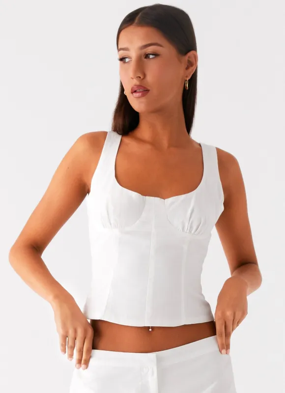 Coastline Bustier Top - White sold by Peppermayo