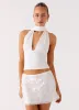 Milos Scarf Halter Neck Top - White sold by Peppermayo